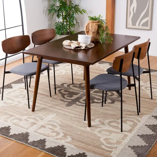 Miniatura 10 de SAFAVIEH Kenya Collection - Alfombra decorativa de 3 x 5 pies, marrón y carbón, lana tribal anudada a mano, ideal para zonas de alto tráfico