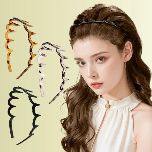 Miniatura 6 de 3 bandas para el cabello de metal con resorte ondulado (3 piezas)..