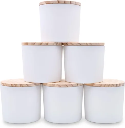 Miniatura 21 de SHOWIN Tarros de vela gruesos de 18 onzas para hacer velas, 6 unidades, frascos vacíos con tapas de madera para hacer velas, recipiente de muestra