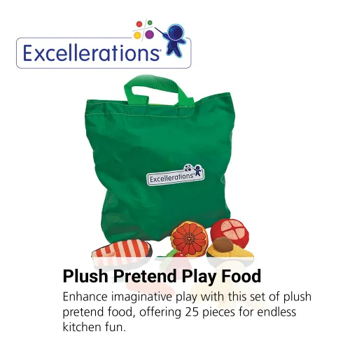 Miniatura 3 de Excellerations Alimento de peluche para niños pequeños, paquete de 25 piezas, juguetes educativos, juguete de comida para jugar, regalo, juego