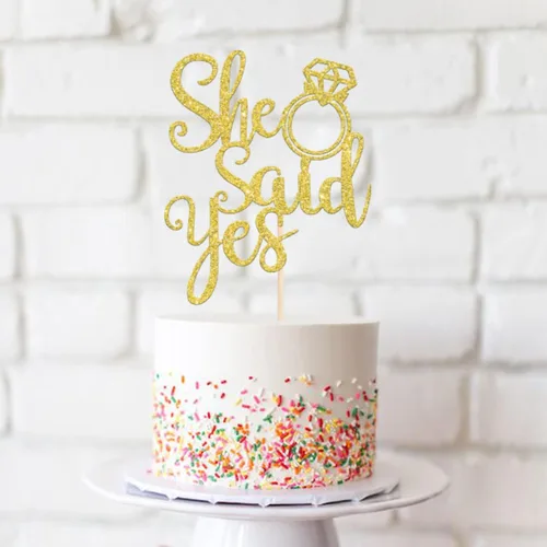Miniatura 4 de 1 pieza de decoración de pastel con purpurina ensamblada con purpurina para celebrar bodas, compromisos, temática de cumpleaños, suministros