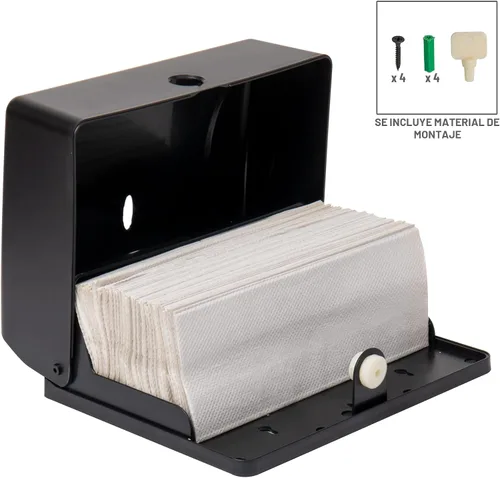 Miniatura 4 de Mind Reader Dispensador de toallas de papel, soporte de toalla de tres pliegues, baño, montaje en pared, baño, 10.25 pulgadas de largo x 3.75 Negro