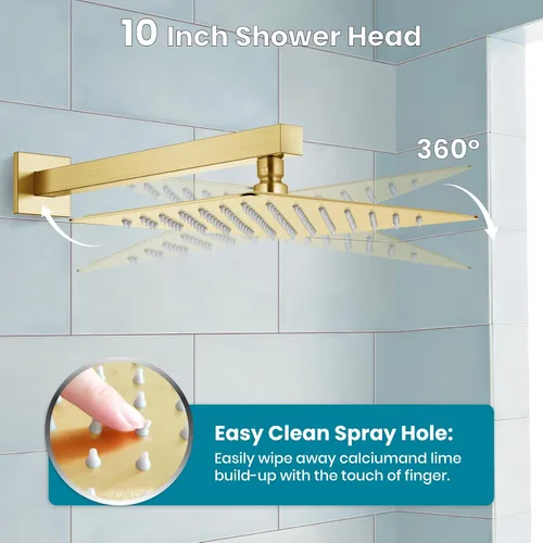 Miniatura 5 de gotonovo Sistema de ducha con boquilla de bañera, cabezal de ducha de lluvia montado en la pared y mango, juego combinado de grifo de ducha