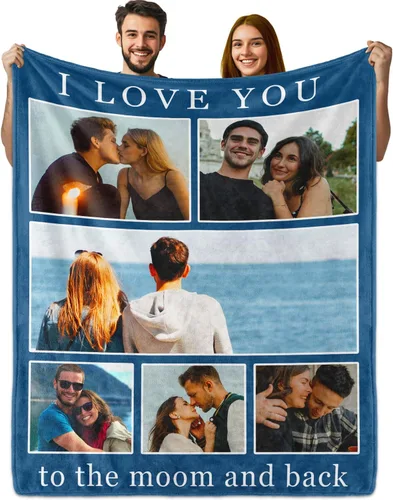 Miniatura 11 de PUREFLY Manta personalizada con fotos de texto, mantas personalizadas regalos para esposa, novia, cumpleaños, aniversario, boda, San Valentín, Foto