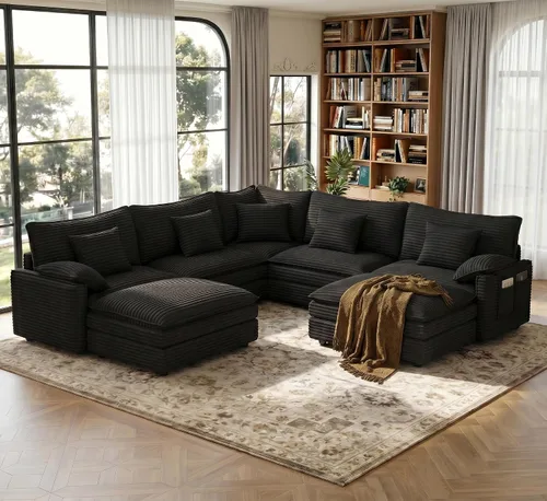Miniatura 120 de Vesgantti 2 Piece Loveseat & 3 Seater Sofa Set, Modular Cloud Couch, Beige