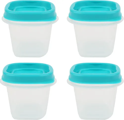 Miniatura 7 de Paquete de contenedores de almacenamiento de alimentos de 1.25 tazas, juego de 9 piezas, tapas azules fáciles de encontrar, 4 recipientes, 4 tapas