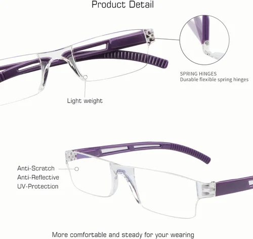 Miniatura 2 de VisionGlobal 8 pares de anteojos de lectura, anteojos con filtro de luz azul, anteojos de lectura para computadora para mujeres y hombres, marco