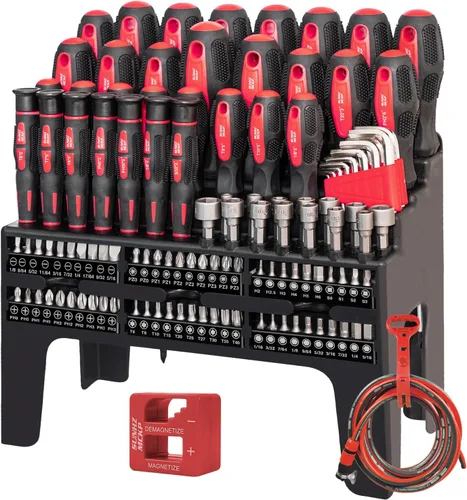 SUNHZ MCKP Juego de destornilladores magnéticos de 124 piezas, incluye destornilladores ranurados, Phillips, Pozidriv, hexagonales, Torx y de