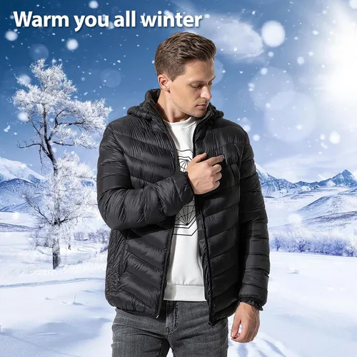 Miniatura 6 de Kysdzlink Men's Heated Jacket Outdoor Jacket, Ultra-thin Carbon Fiber, 9 Heating Zones Women's Jacket Excluding Battery Pack