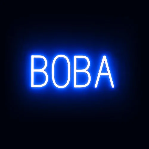 SpellBrite Letrero BOBA para cafeterías y tiendas de té Boba | Señales relacionadas con Boba, con aspecto de neón, luz LED azul | 17.2 x 6.3 pulgadas