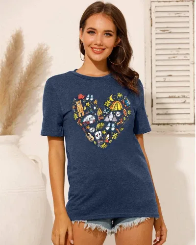 Miniatura 2 de FASHGL Camiseta de senderismo para mujer, divertida camiseta gráfica de montaña, linda camiseta de regalo para cámper, camisas casuales de vacaciones