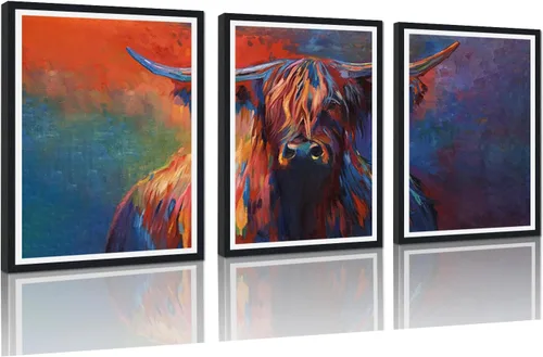 Miniatura 35 de 3 piezas modernas de lienzo de león de animales salvajes, pinturas de retratos de familia de leones, decoración de pared, obras de arte de sala