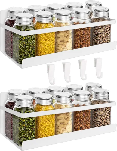 Miniatura 8 de Estante magnético para especias para refrigerador, paquete de 2 estantes magnéticos para frascos de especias, estantes magnéticos, soporte