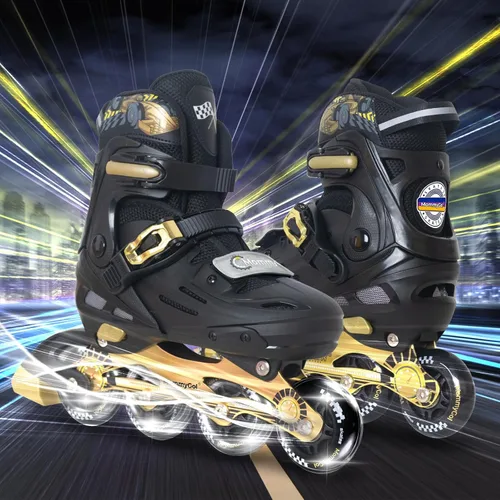 Miniatura 5 de MammyGol Patines en línea para niños y niñas jóvenes, patines ajustables de 4 tallas con ruedas intermitentes de PU, patines en línea agresivos