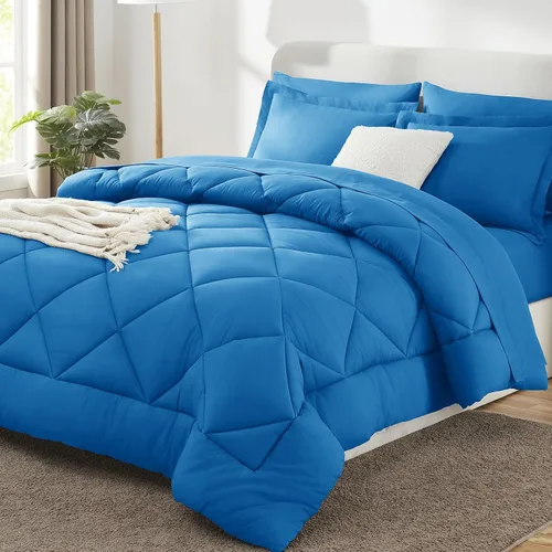 Miniatura 53 de CozyLux Juego de ropa de cama con edredón tamaño King color marrón - Juego de 7 piezas en una bolsa, juego de cama suave de lujo para todas
