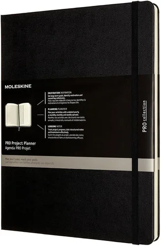 Moleskine PRO Planificador de proyectos, tapa dura, XL (7.5 x 9.5 pulgadas), negro, 288 páginas