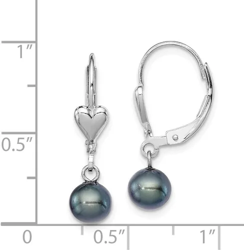 Miniatura 2 de Aretes colgantes de plata de ley 925 de 0.256 in, con perlas cultivadas de agua dulce, color negro, medidas de 1.024 x 0.236 in de ancho, regalos