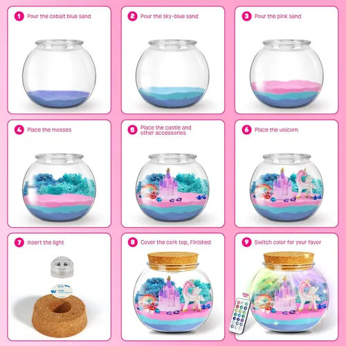 Miniatura 4 de LAOESE Regalos de unicornio para niñas - Kit de terrario iluminado para niños - Juguetes de unicornio DIY para niñas de 4, 5, 6, 7, 8-12 años, kit