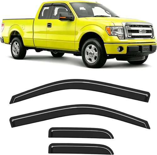 Extra-Thick Window Rain Guard for 2004-2014 Ford F150 Extended Cab/SuperCab Rain Guards Tape-on Side Truck Window Visors Low Profile Vent Visor