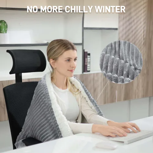 Miniatura 4 de Manta térmica eléctrica, manta eléctrica de franela suave de 50 x 60 pulgadas, manta térmica con 10 ajustes de tiempo, 6 ajustes de calor, lavable a