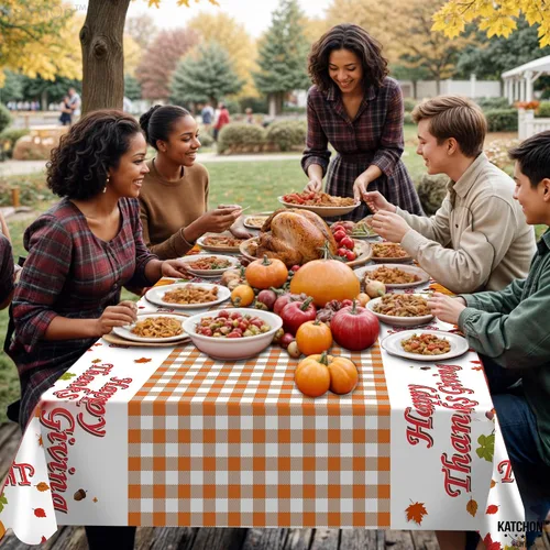 Miniatura 6 de KatchOn, Mantel grande de plástico de Acción de Gracias, 108 x 54 pulgadas, paquete de 3 Mantel desechable de otoño, rectangular, otoño, calabaza