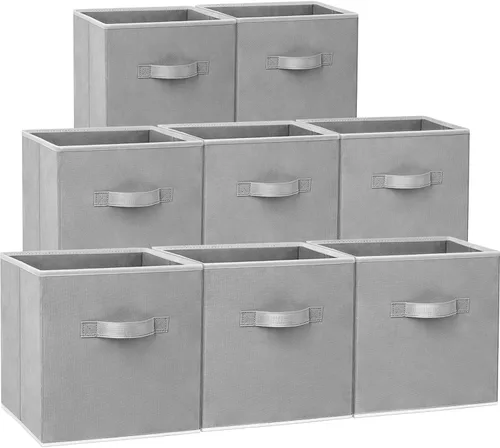 Miniatura 9 de Criusia Cubos de almacenamiento – Contenedores de almacenamiento de tela resistente de 11 pulgadas para estantes, armario, organizador de cubos