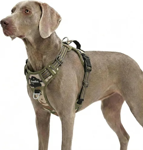Miniatura 45 de Funfox Arnés para perro sin tirones, arnés de chaleco ajustable para mascotas, material súper suave con mango vertical, fácil control, paseo
