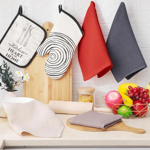 Miniatura 281 de Homaxy Trapos de cocina de 100% algodón, tejido de punto gofre, ultrasuaves, absorbentes y de secado rápido, 12 x 12 pulgadas, paquete de 6, blanco
