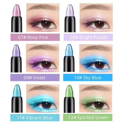 Miniatura 3 de Juego de 15 colores de sombra de ojos con purpurina en barra, lápiz de sombra de ojos en crema de perlas brillantes, lápiz de sombra de ojos suave