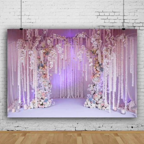 Miniatura 2 de Leyiyi Telón de fondo de pared floral para boda, 5 x 3 pies, fondo de fotografía de ensueño, arco de boda, despedida de soltera, ceremonia, flores