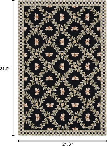 Miniatura 2 de SAFAVIEH Chelsea Collection - Alfombra decorativa de 1 pies 8 pulgadas x 2 pies 6 pulgadas, color negro, lana de campo francesa enganchada a mano