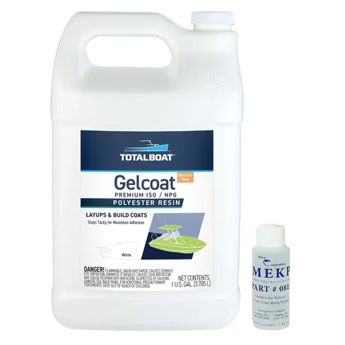 Miniatura 8 de TotalBoat Gelcoat marino para construcción de barcos, reparación y recubrimientos compuestos (blanco, galón con cera)