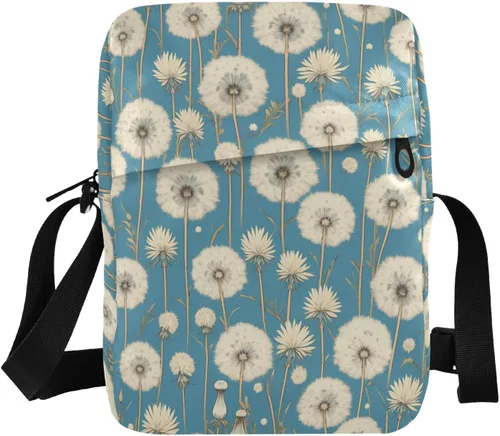 White Dandelion Flower Retro Vintage Victorian men's messenger bag crossbody bag men Casual Everyday Purse Ladies Shoulder Handbags Adjustable Strap