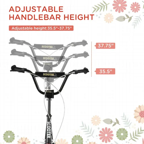 Miniatura 3 de Aosom Patinete para jóvenes, patinete para niños de 5 años en adelante, carga máxima 100 kg, con manillar ajustable, ruedas inflables de 16", frenos