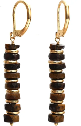 Miniatura 17 de Pendientes colgantes de cuentas naturales ligeros hechos a mano con cristales de joyería hipoalergénica sin manchas chapados en oro, joyería