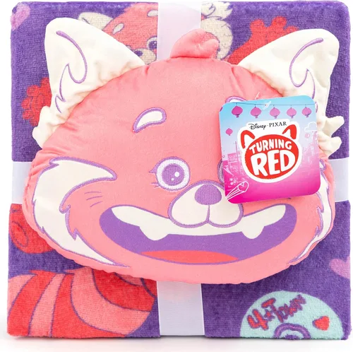 Miniatura 5 de Disney Pixar Turning Red Fun Times Nogginz - Juego de manta y almohada de 40 x 50 pulgadas, juego de 2 piezas súper suave para niños con Mei Lee