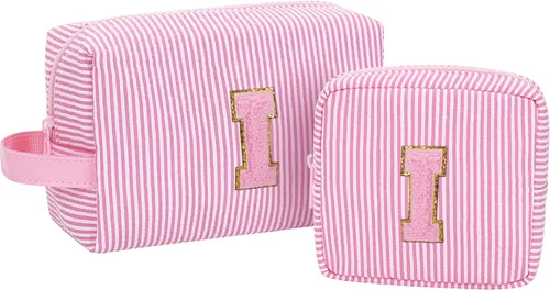 Miniatura 23 de MONSTINA Cesta de Pascua para adolescentes, bolsa de maquillaje con inicial, bolsa de cosméticos personalizada para niñas y mujeres, bonita bolsa