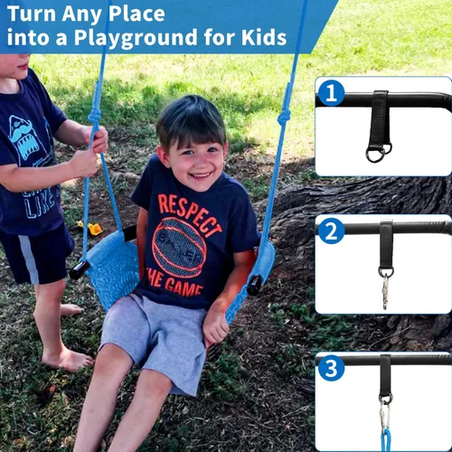 Miniatura 6 de Hi-Na Columpio para Niños para Conjunto de Columpios, Columpios de Cuerda Resistentes con Ganchos de Presión y Correas, Capacidad de 440 Libras