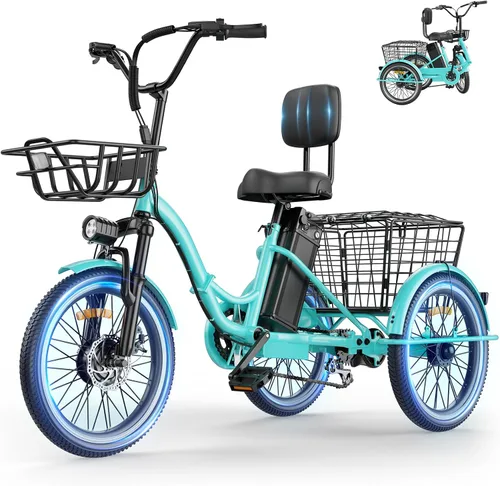 Triciclo eléctrico para adultos, triciclo eléctrico de pico de 1200 W, triciclo plegable con batería extraíble de 468/720/960 Wh, bicicletas 83
