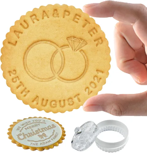 Miniatura 7 de Sello de galletas de Navidad personalizado con apellido, sellos de galletas personalizados con asa para hornear regalos de cortador de acrílico
