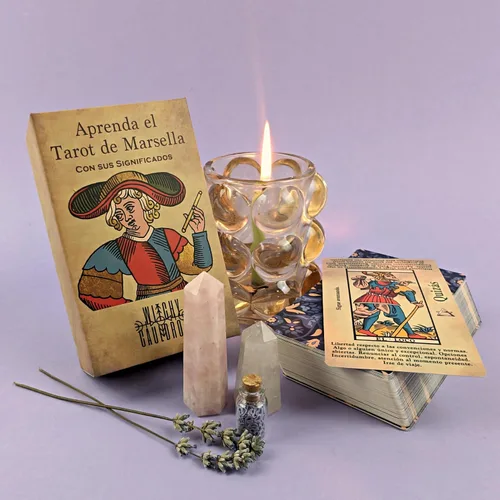 Miniatura 6 de Witchy Cauldron Baraja de tarot de Marsella para principiantes con significados en ellos, 78 cartas Tarot de Marsella, cartas ilustradas