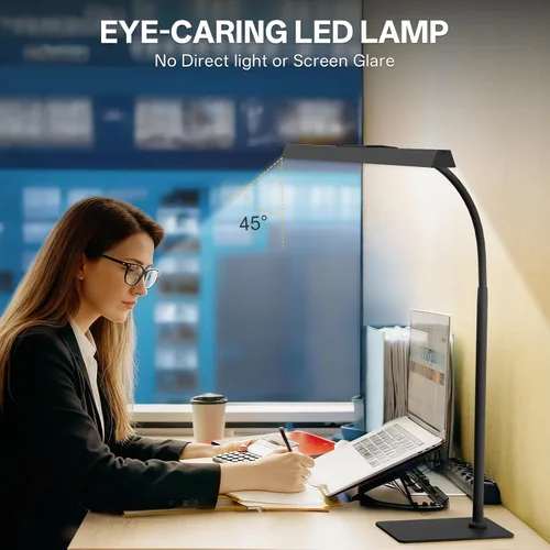 Miniatura 3 de Kary Lámpara de escritorio LED con base, luz de arquitecto para el cuidado de los ojos para la oficina en casa, lámpara de tareas de 12 W con cuello