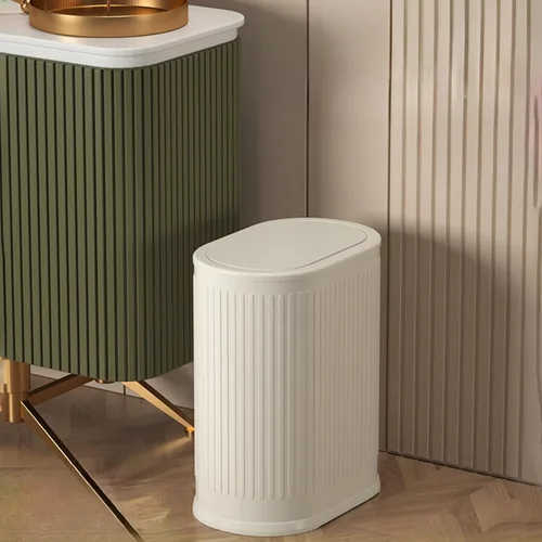 Cubo de basura de 1.6 galones con tapa, cubo de basura pequeño para baño, cubo de basura delgado con cubo interior, contenedor de basura con tapa