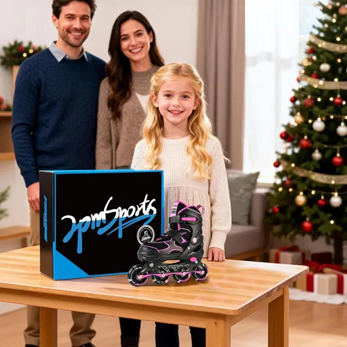 Miniatura 9 de 2PM SPORTS Patines en línea para niños y niñas, niños de 5 a 8 a 12 años, 4 a 6, 6 a 12 años, con ruedas iluminadas, cuchillas ajustables para Rosa