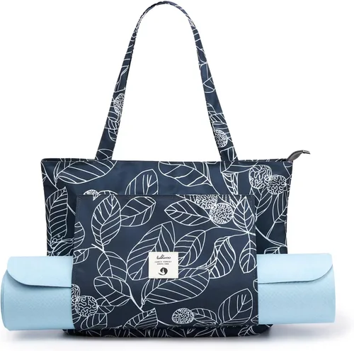 Bolsas de yoga WLLWOO WLLWOO para mujeres con porta-mats de yoga, bolsa de lona para llevar, para pilates, para el hombro, para viajes, oficina, Hoja