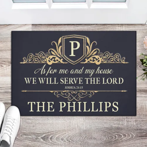Miniatura 4 de Faithgee As For Me And My House We Will Serve The Lord - Felpudo personalizado para puerta como para mí y mi casa, tapete de bienvenida como para mí