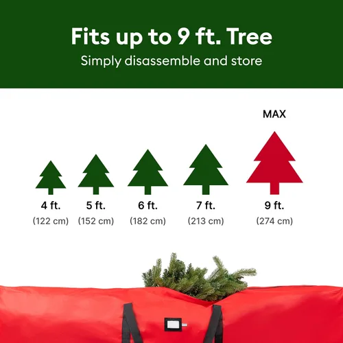 Miniatura 6 de (No fabricada en China) Bolsa de almacenamiento resistente para árbol de Navidad de 9 pies, se adapta a árboles artificiales de hasta 9 pies, asas