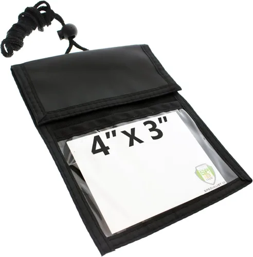 Miniatura 6 de Specialist ID Paquete de 2 carteras para pasaporte de viaje, ventana de exhibición de 4 x 3, cordón ajustable con ranuras para bolígrafo y 3