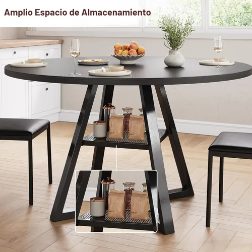 Miniatura 4 de Jocoevol Mesa de comedor redonda para 4, mesa de pedestal circular de cocina, comedor, mesa de pedestal, muebles de cocina y comedor de madera que