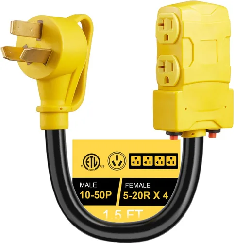 Miniatura 9 de [240 V a 120 V] Suplevel Adaptador de 30 amperios a 20 amperios de 110 V, adaptador NEMA 10-30P a 4X 5-15R/5-20R Adaptador de Distribución
